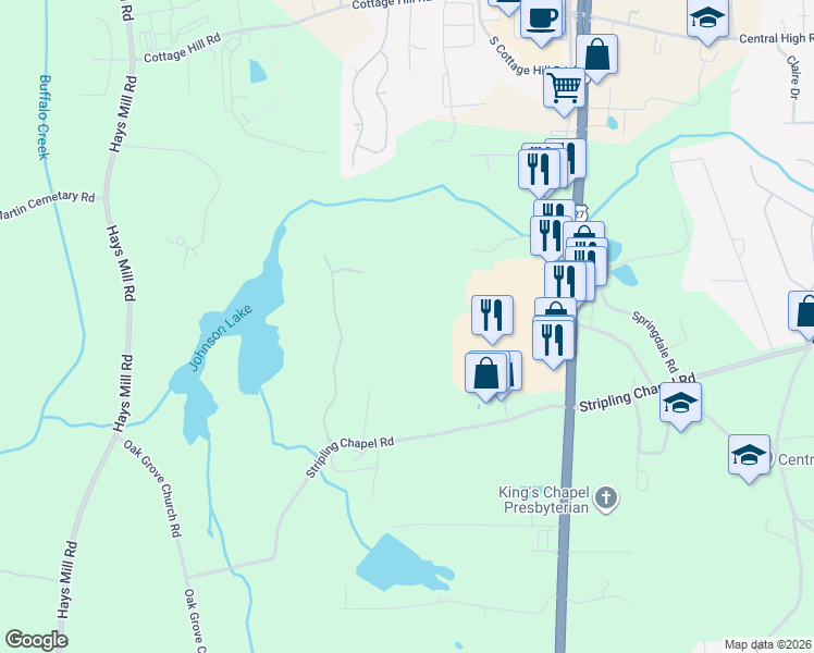 map of restaurants, bars, coffee shops, grocery stores, and more near 104 Reserve Drive in Carrollton