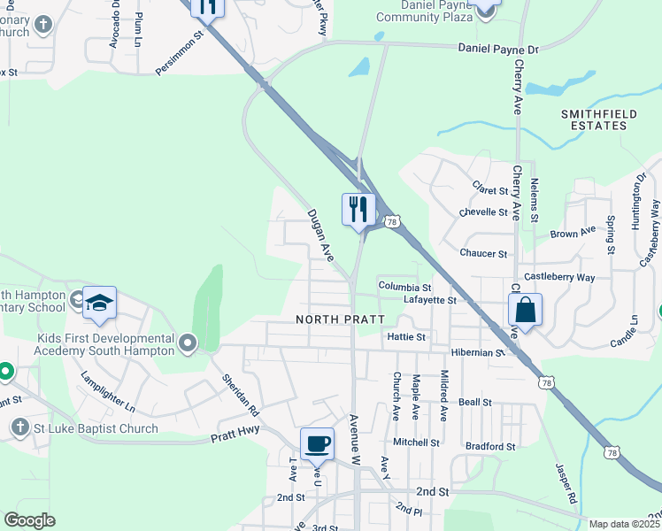 map of restaurants, bars, coffee shops, grocery stores, and more near 1021 Ridge Street in Birmingham