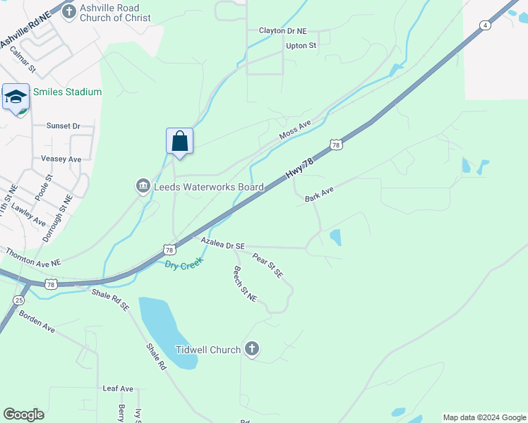 map of restaurants, bars, coffee shops, grocery stores, and more near 8771 Parkway Drive Southeast in Leeds