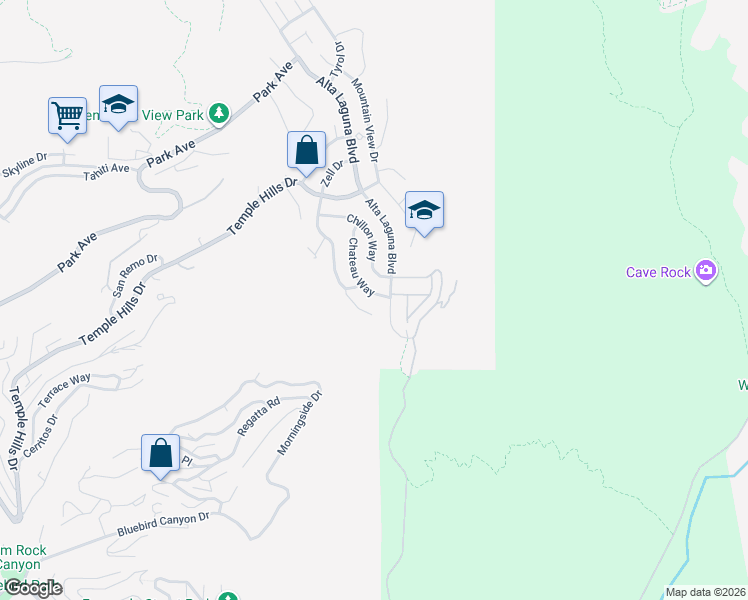 map of restaurants, bars, coffee shops, grocery stores, and more near 2813 Chateau Way in Laguna Beach