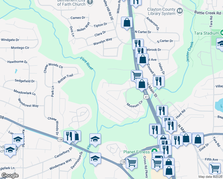map of restaurants, bars, coffee shops, grocery stores, and more near 10 Museum Circle in Riverdale