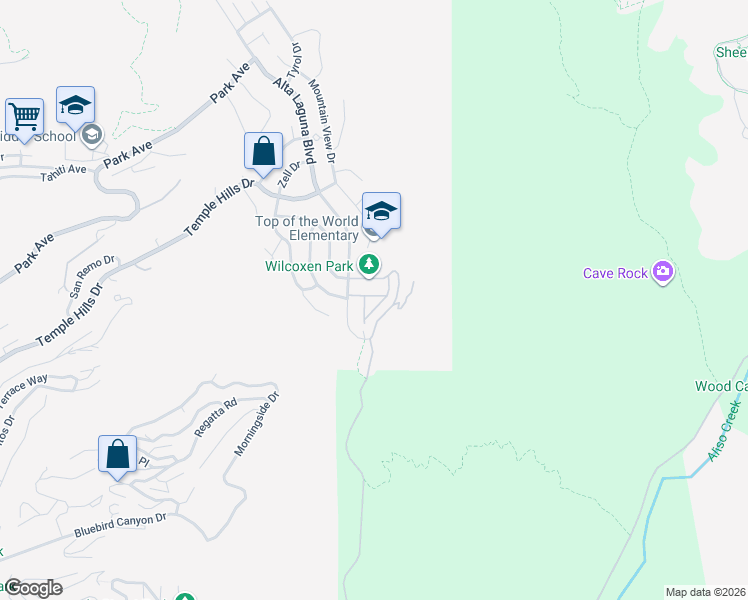 map of restaurants, bars, coffee shops, grocery stores, and more near 21562 Anns Lane in Laguna Beach