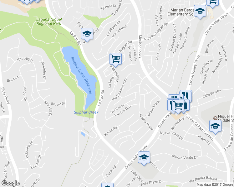 map of restaurants, bars, coffee shops, grocery stores, and more near 28825 Via Pasatiempo in Laguna Niguel