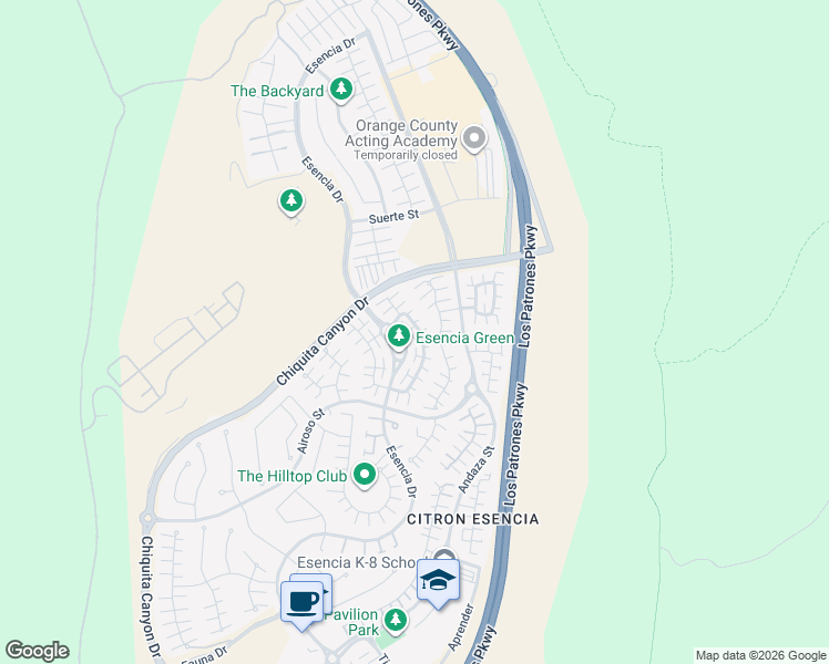 map of restaurants, bars, coffee shops, grocery stores, and more near 23 Vasto Street in Mission Viejo