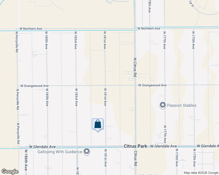 map of restaurants, bars, coffee shops, grocery stores, and more near 7431 North 181st Avenue in Waddell