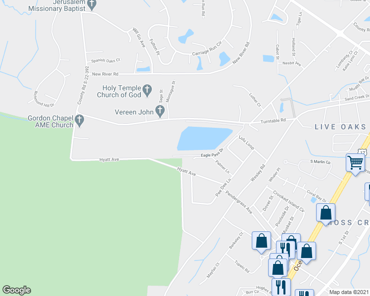 map of restaurants, bars, coffee shops, grocery stores, and more near 376 Eagle Pass Drive in Murrells Inlet
