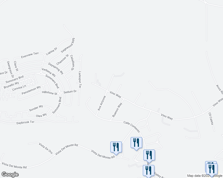 map of restaurants, bars, coffee shops, grocery stores, and more near 39700 Avenue Arizona in Temecula