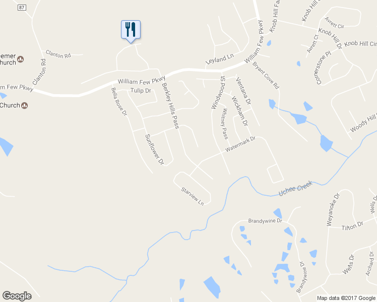 map of restaurants, bars, coffee shops, grocery stores, and more near 1245 Berkley Hills Pass in Evans
