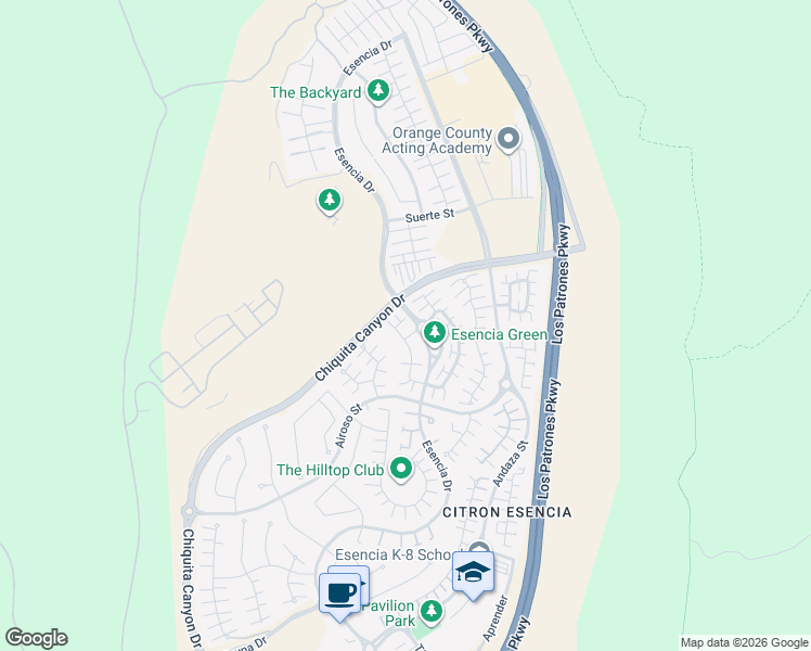 map of restaurants, bars, coffee shops, grocery stores, and more near 3 Promesa Avenue in Ladera Ranch