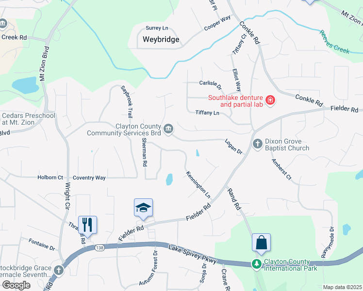 map of restaurants, bars, coffee shops, grocery stores, and more near 2115 Logan Drive in Jonesboro