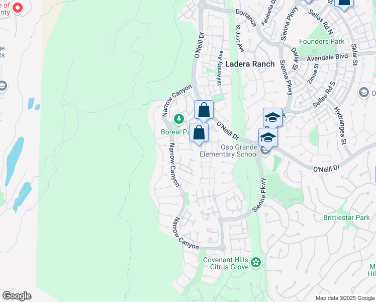 map of restaurants, bars, coffee shops, grocery stores, and more near 22 Sheridan Lane in Ladera Ranch