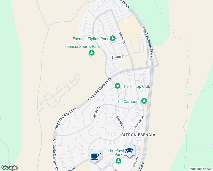 map of restaurants, bars, coffee shops, grocery stores, and more near 1 Promesa Avenue in Mission Viejo