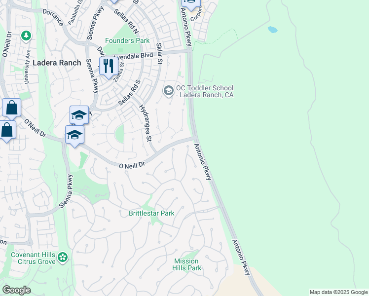 map of restaurants, bars, coffee shops, grocery stores, and more near 5 Dennis Lane in Mission Viejo