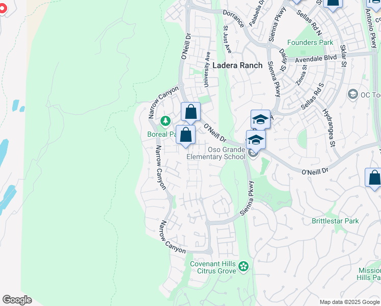 map of restaurants, bars, coffee shops, grocery stores, and more near 42 Triad Lane in Mission Viejo