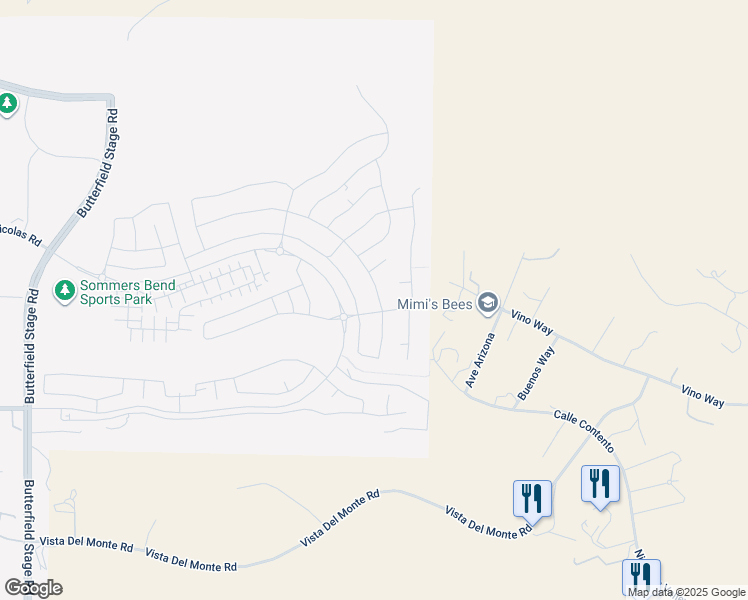 map of restaurants, bars, coffee shops, grocery stores, and more near 39589 Dayspring Way in Temecula