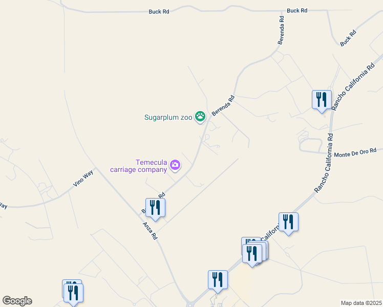map of restaurants, bars, coffee shops, grocery stores, and more near 39845 Berenda Road in Temecula