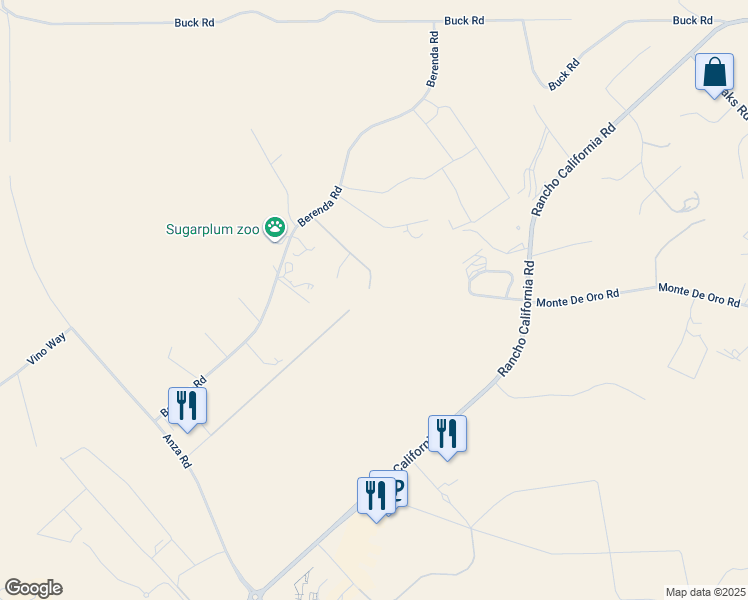 map of restaurants, bars, coffee shops, grocery stores, and more near 39815 Jeremiah Road in Temecula