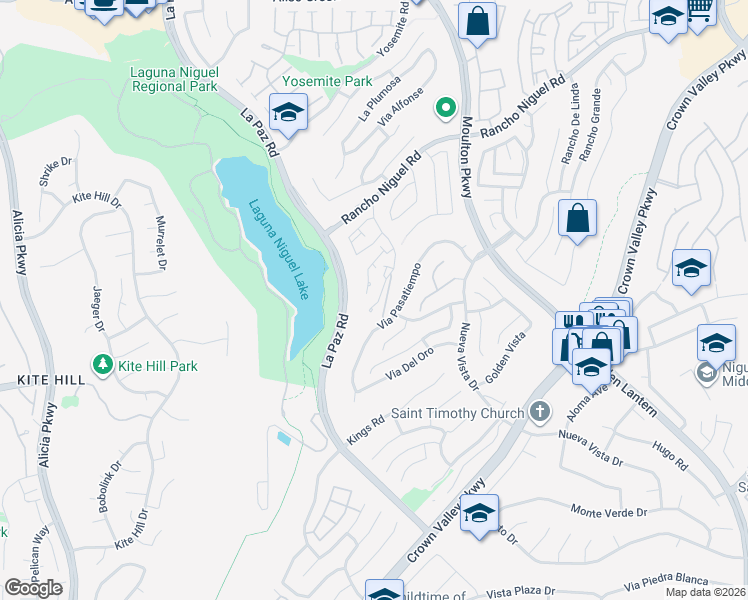 map of restaurants, bars, coffee shops, grocery stores, and more near 28825 Via Pasatiempo in Laguna Niguel
