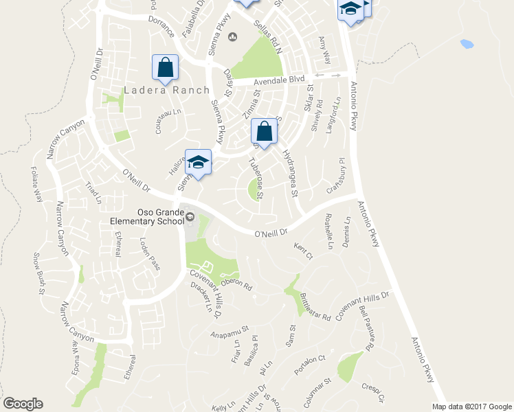 map of restaurants, bars, coffee shops, grocery stores, and more near 63 Tuberose Street in Ladera Ranch