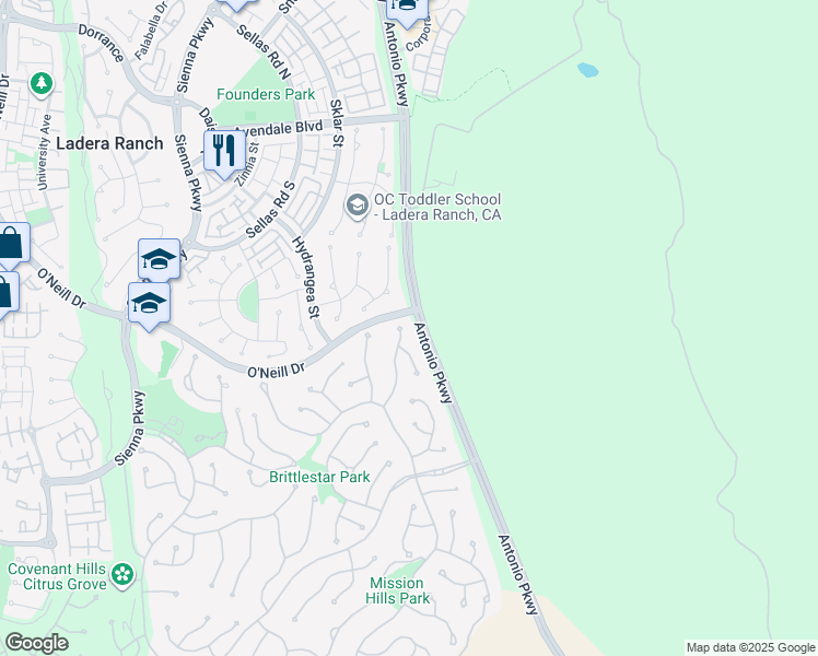 map of restaurants, bars, coffee shops, grocery stores, and more near 4 Dennis Lane in Mission Viejo