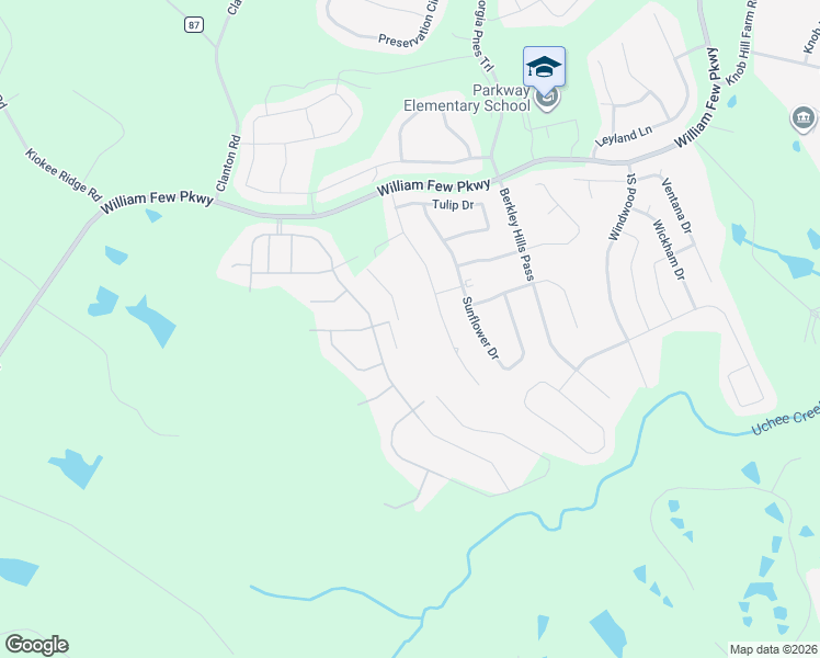 map of restaurants, bars, coffee shops, grocery stores, and more near 2567 William Few Parkway in Evans