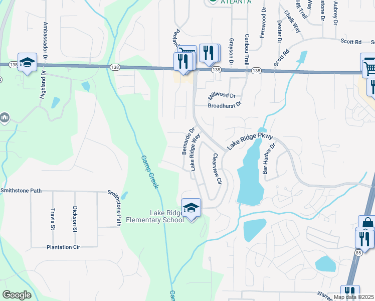 map of restaurants, bars, coffee shops, grocery stores, and more near 7718 Bernardo Drive in Riverdale