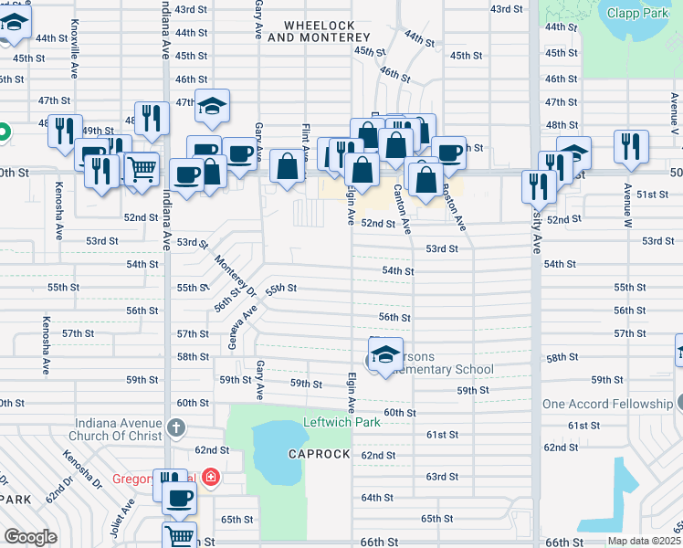 map of restaurants, bars, coffee shops, grocery stores, and more near 3008 55th Street in Lubbock