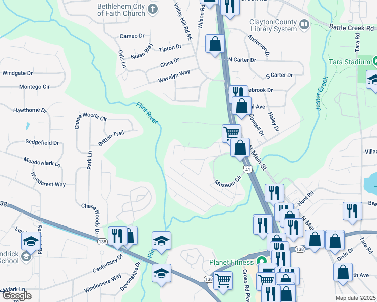 map of restaurants, bars, coffee shops, grocery stores, and more near 10 Museum Circle in Riverdale