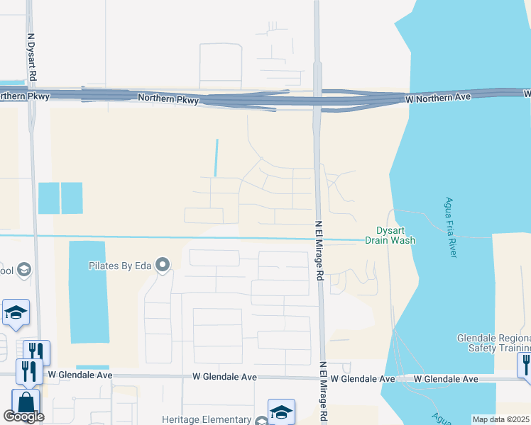 map of restaurants, bars, coffee shops, grocery stores, and more near 12438 West Orangewood Avenue in Glendale