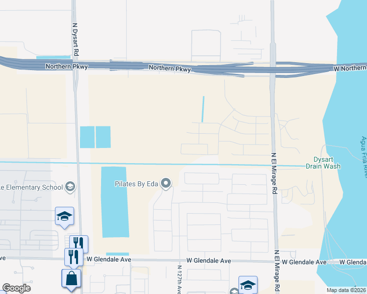 map of restaurants, bars, coffee shops, grocery stores, and more near 12648 West Orangewood Avenue in Glendale