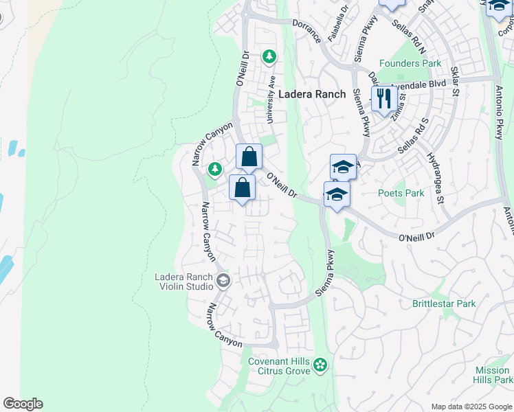 map of restaurants, bars, coffee shops, grocery stores, and more near 42 Triad Lane in Mission Viejo