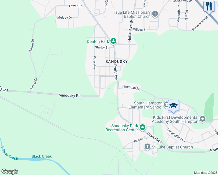 map of restaurants, bars, coffee shops, grocery stores, and more near 524 Ozark Court in Birmingham