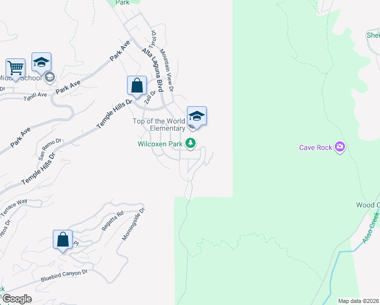 map of restaurants, bars, coffee shops, grocery stores, and more near 28825 Top of the World Drive in Laguna Beach