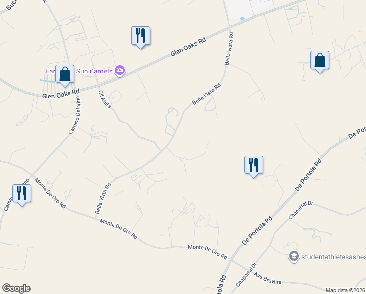 map of restaurants, bars, coffee shops, grocery stores, and more near 39570 Calle Anita in Temecula