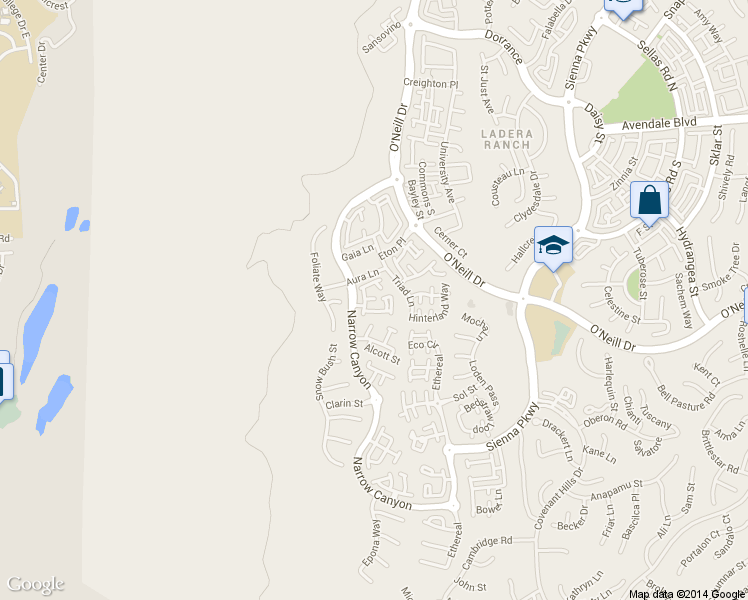map of restaurants, bars, coffee shops, grocery stores, and more near 22 Sheridan Lane in Ladera Ranch