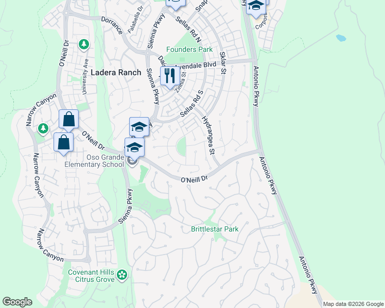 map of restaurants, bars, coffee shops, grocery stores, and more near 7 Bluewing Lane in Ladera Ranch