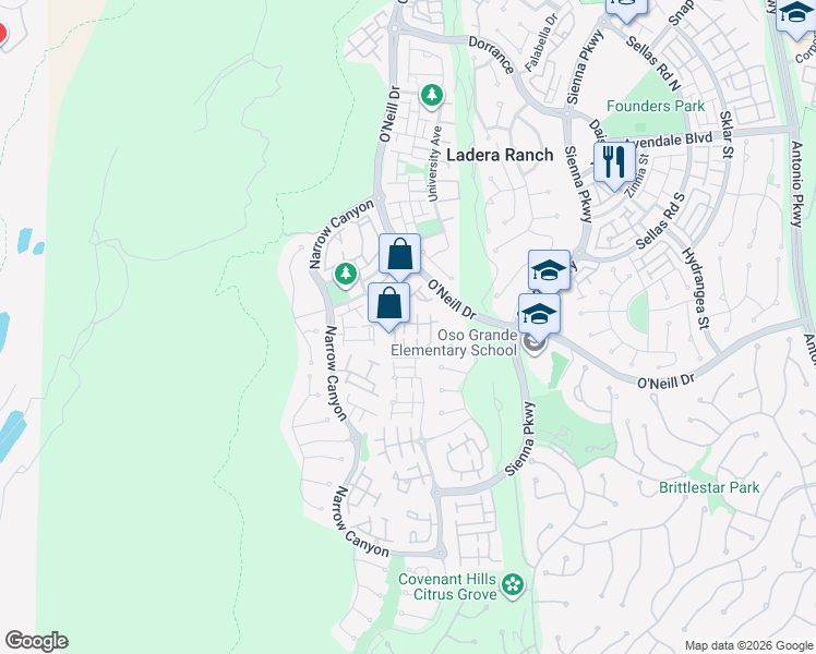 map of restaurants, bars, coffee shops, grocery stores, and more near 42 Triad Lane in Mission Viejo