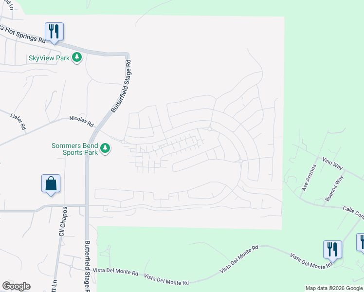 map of restaurants, bars, coffee shops, grocery stores, and more near 32711 Brunello Way in Temecula