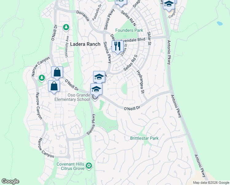 map of restaurants, bars, coffee shops, grocery stores, and more near 17 Plum Street in Mission Viejo