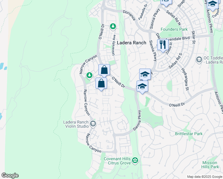 map of restaurants, bars, coffee shops, grocery stores, and more near 64 Valmont Way in Mission Viejo