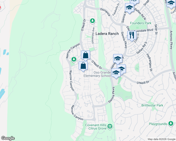 map of restaurants, bars, coffee shops, grocery stores, and more near 42 Triad Lane in Mission Viejo