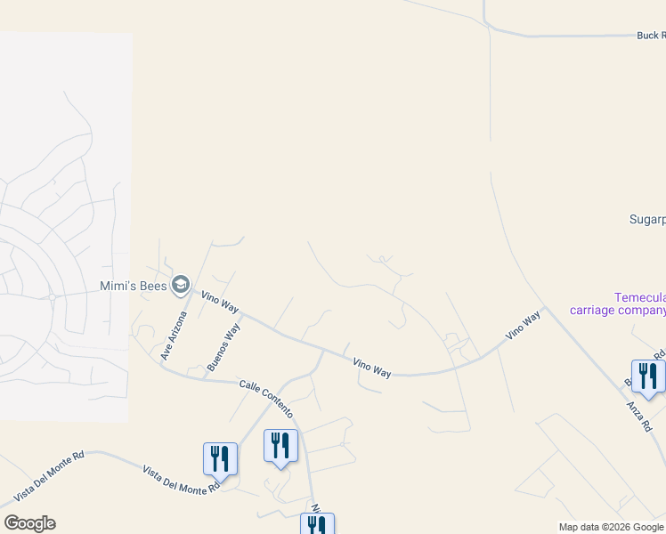 map of restaurants, bars, coffee shops, grocery stores, and more near 39526 Calle Cabernet in Temecula