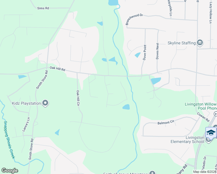 map of restaurants, bars, coffee shops, grocery stores, and more near 35 Oaklake Drive in Covington