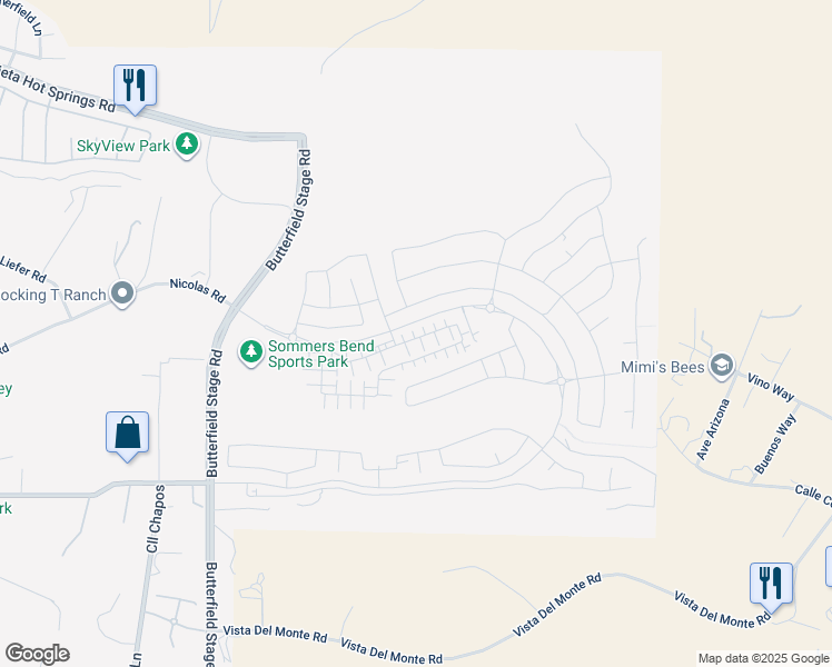map of restaurants, bars, coffee shops, grocery stores, and more near 32664 Brunello Way in Temecula