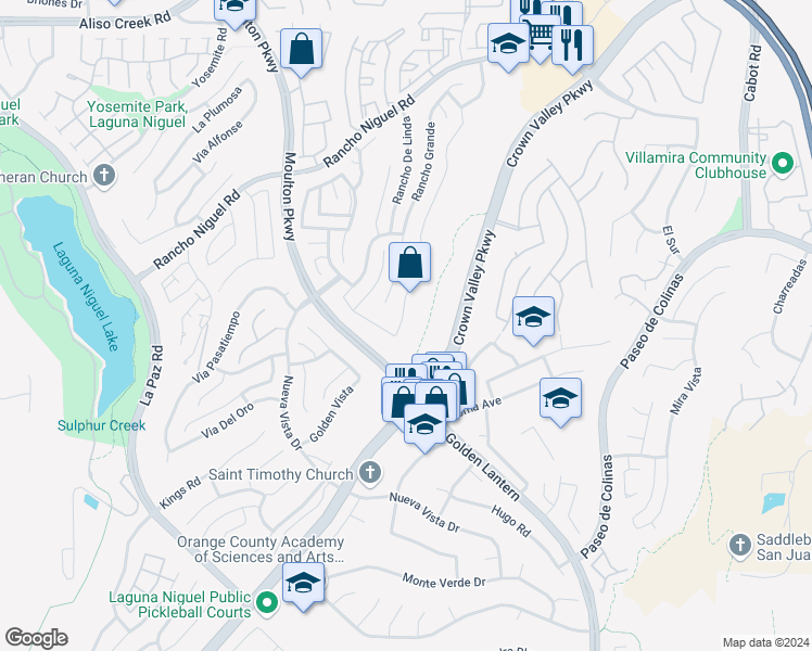 map of restaurants, bars, coffee shops, grocery stores, and more near 28732 Rancho Del Lago in Laguna Niguel
