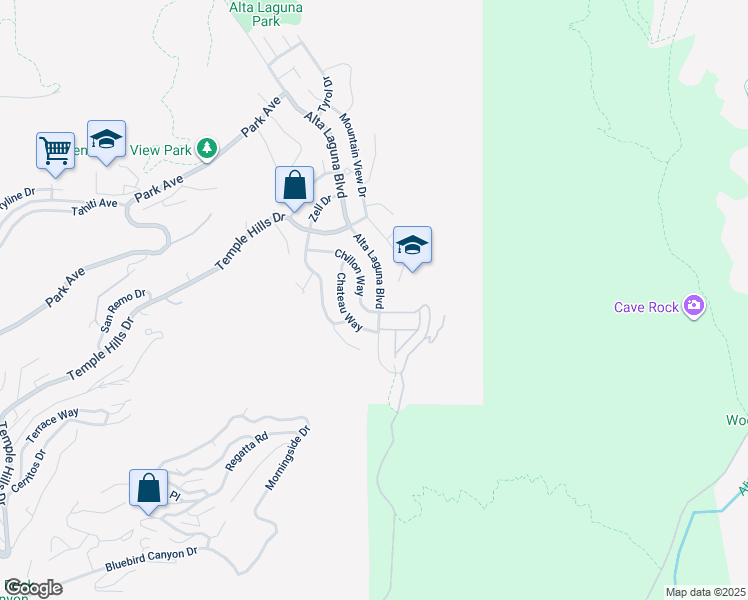 map of restaurants, bars, coffee shops, grocery stores, and more near 2909 Alta Laguna Boulevard in Laguna Beach