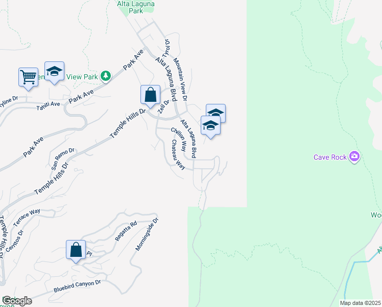 map of restaurants, bars, coffee shops, grocery stores, and more near 2909 Alta Laguna Boulevard in Laguna Beach