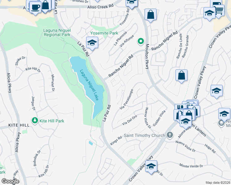 map of restaurants, bars, coffee shops, grocery stores, and more near 28677 La Azteca in Laguna Niguel