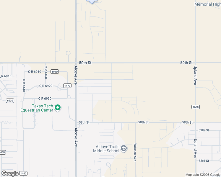 map of restaurants, bars, coffee shops, grocery stores, and more near 7521 50th Street in Lubbock