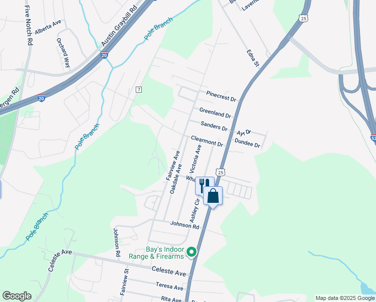 map of restaurants, bars, coffee shops, grocery stores, and more near 639 Oakdale Avenue in North Augusta